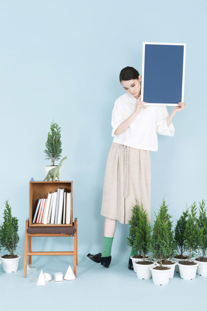 ベージュチェック柄のシフォンキュロットパンツ Tan Tan Studio